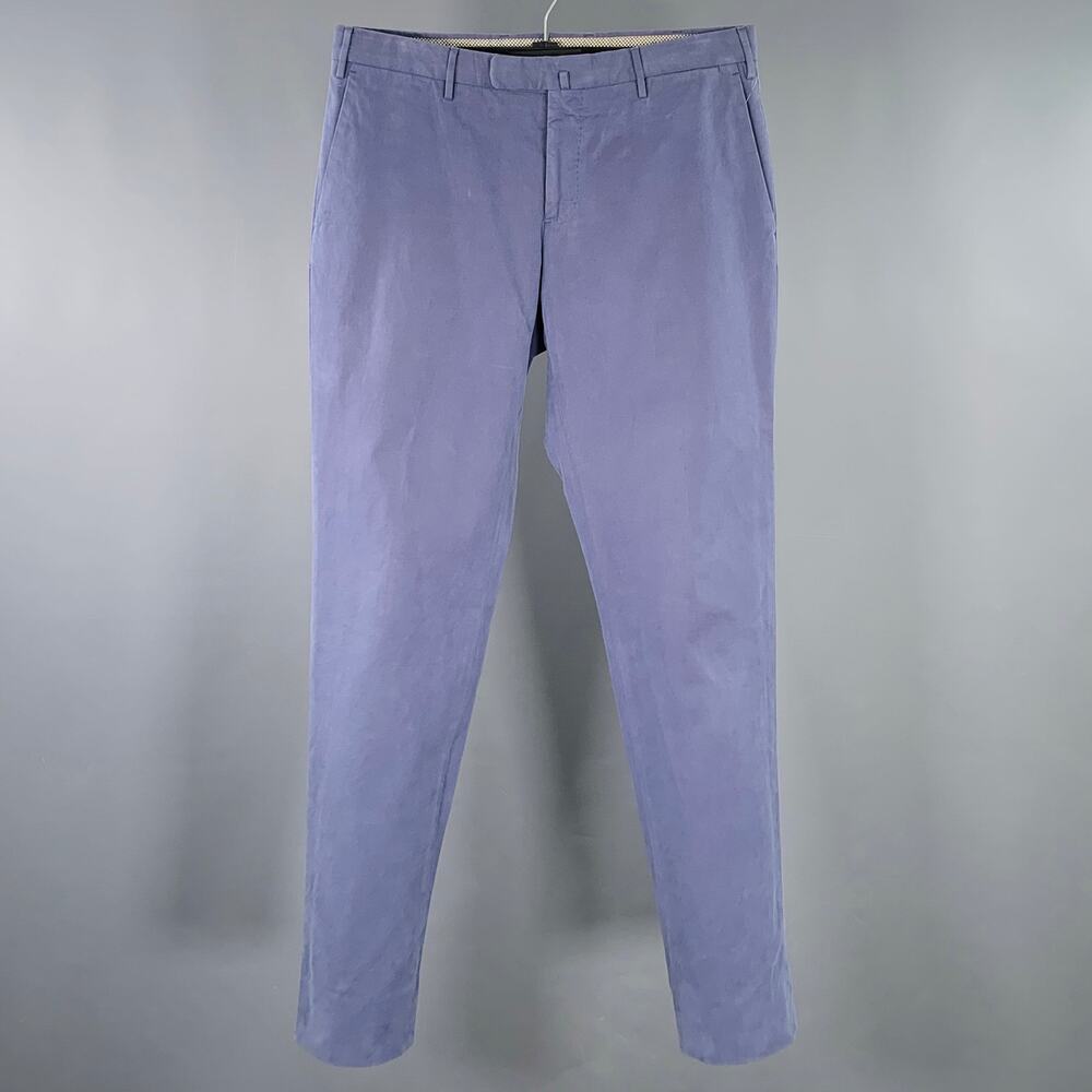 INCOTEX Size 32 Blue Grey Cotton Flat Front Jeans